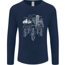 Bike Ride Cycling Cyclist Bicycle Road MTB Mens Long Sleeve T-Shirt Navy Blue
