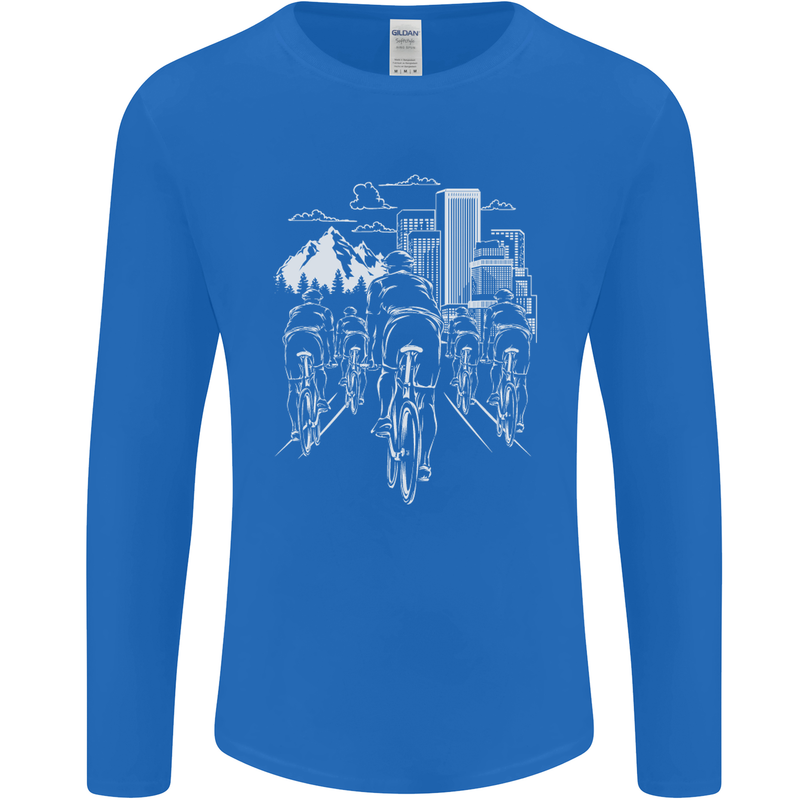 Bike Ride Cycling Cyclist Bicycle Road MTB Mens Long Sleeve T-Shirt Royal Blue