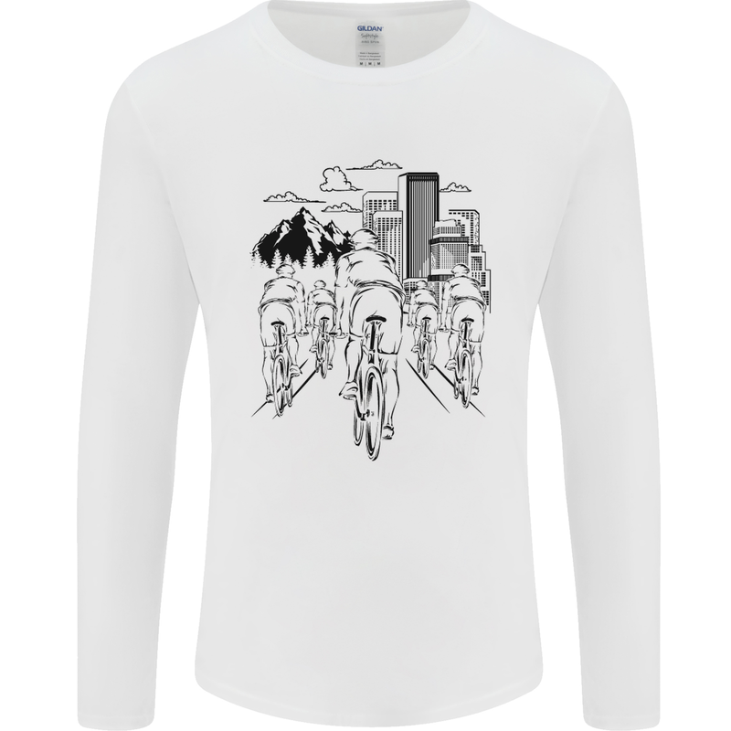 Bike Ride Cycling Cyclist Bicycle Road MTB Mens Long Sleeve T-Shirt White