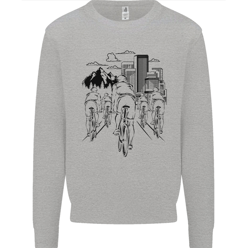 Bike Ride Cycling Cyclist Bicycle Road MTB Mens Sweatshirt Jumper Sports Grey