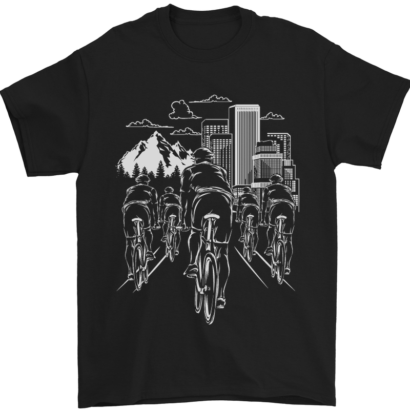 Bike Ride Cycling Cyclist Bicycle Road MTB Mens T-Shirt Cotton Gildan Black