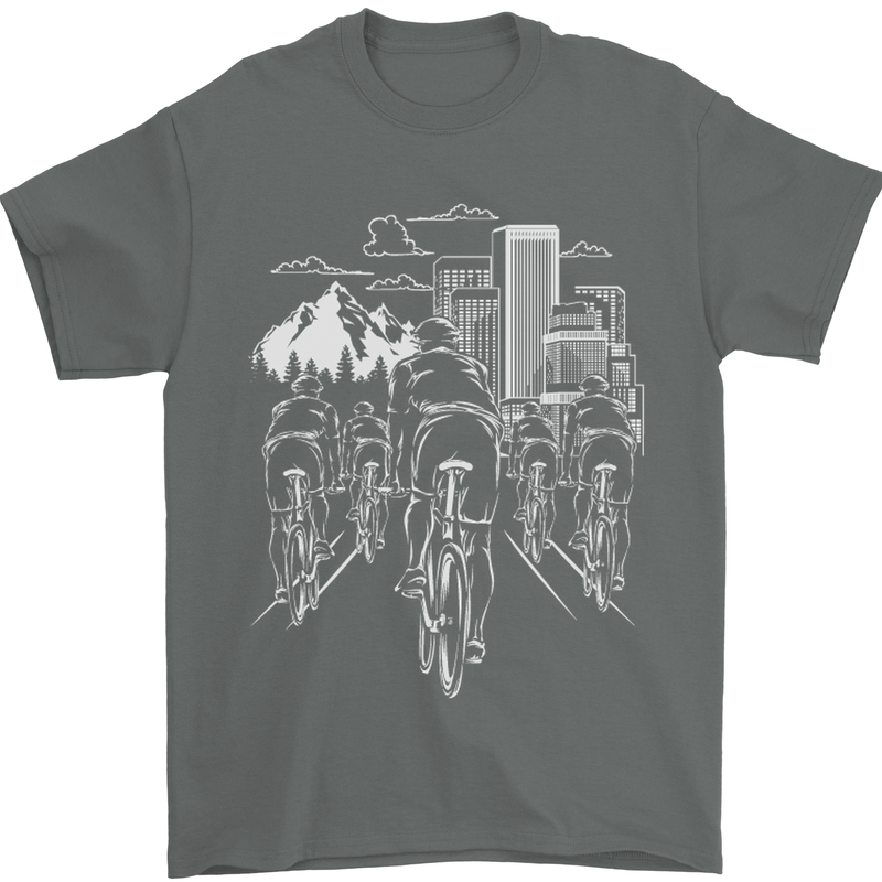 Bike Ride Cycling Cyclist Bicycle Road MTB Mens T-Shirt Cotton Gildan Charcoal