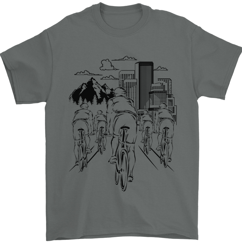 Bike Ride Cycling Cyclist Bicycle Road MTB Mens T-Shirt Cotton Gildan Charcoal