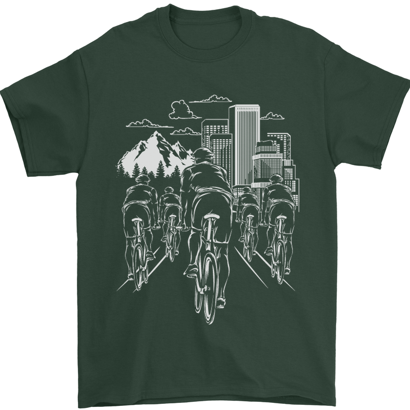 Bike Ride Cycling Cyclist Bicycle Road MTB Mens T-Shirt Cotton Gildan Forest Green