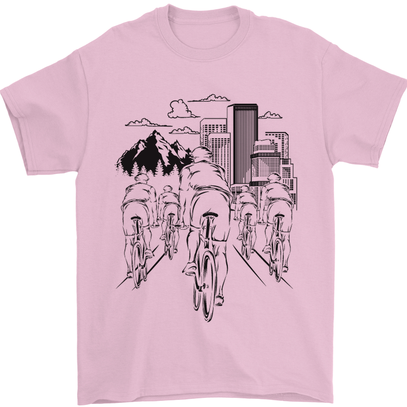 Bike Ride Cycling Cyclist Bicycle Road MTB Mens T-Shirt Cotton Gildan Light Pink
