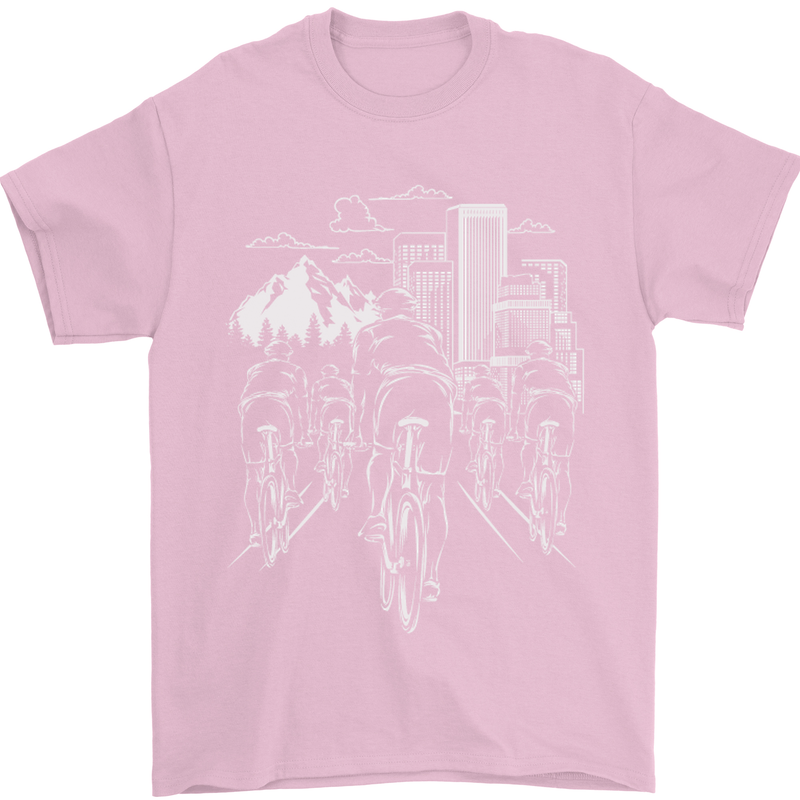 Bike Ride Cycling Cyclist Bicycle Road MTB Mens T-Shirt Cotton Gildan Light Pink