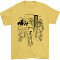 Bike Ride Cycling Cyclist Bicycle Road MTB Mens T-Shirt Cotton Gildan Yellow