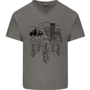 Bike Ride Cycling Cyclist Bicycle Road MTB Mens V-Neck Cotton T-Shirt Charcoal