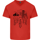 Bike Ride Cycling Cyclist Bicycle Road MTB Mens V-Neck Cotton T-Shirt Red