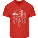 Bike Ride Cycling Cyclist Bicycle Road MTB Mens V-Neck Cotton T-Shirt Red