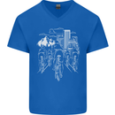 Bike Ride Cycling Cyclist Bicycle Road MTB Mens V-Neck Cotton T-Shirt Royal Blue