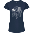 Bike Ride Cycling Cyclist Bicycle Road MTB Womens Petite Cut T-Shirt Navy Blue