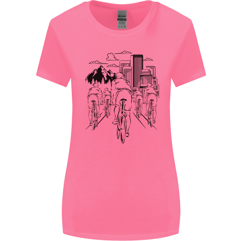 Bike Ride Cycling Cyclist Bicycle Road MTB Womens Wider Cut T-Shirt Azalea