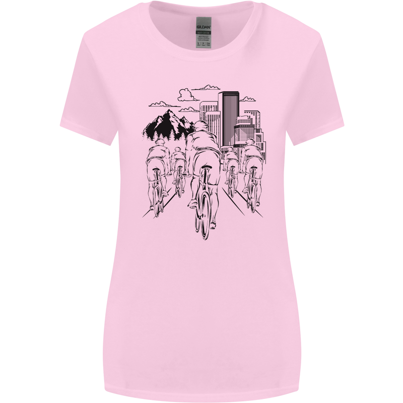 Bike Ride Cycling Cyclist Bicycle Road MTB Womens Wider Cut T-Shirt Light Pink