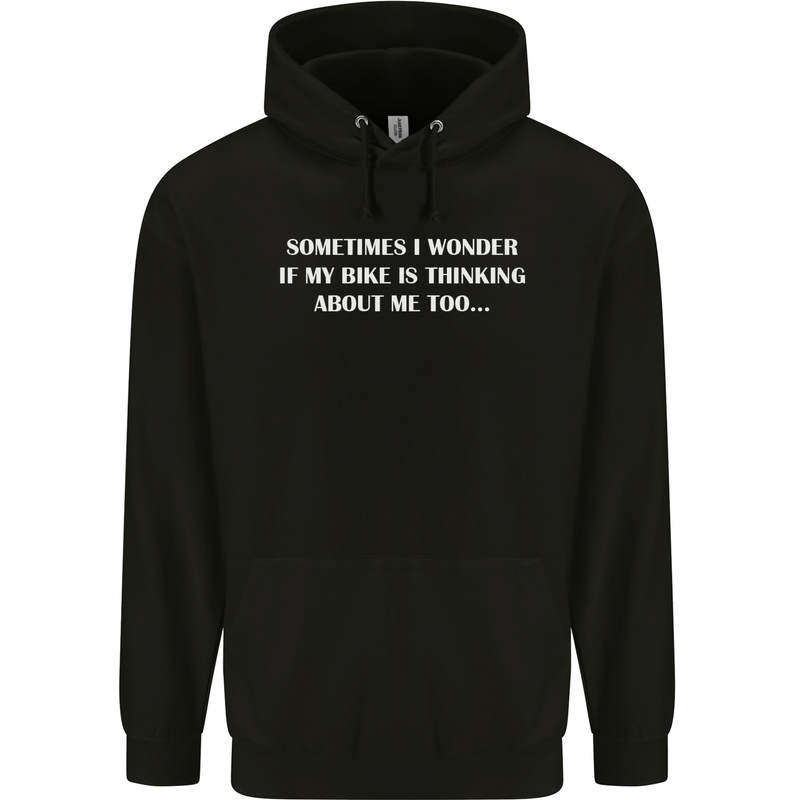 Bike Thinks of Me Cycling Biker Motorbike Childrens Kids Hoodie Black