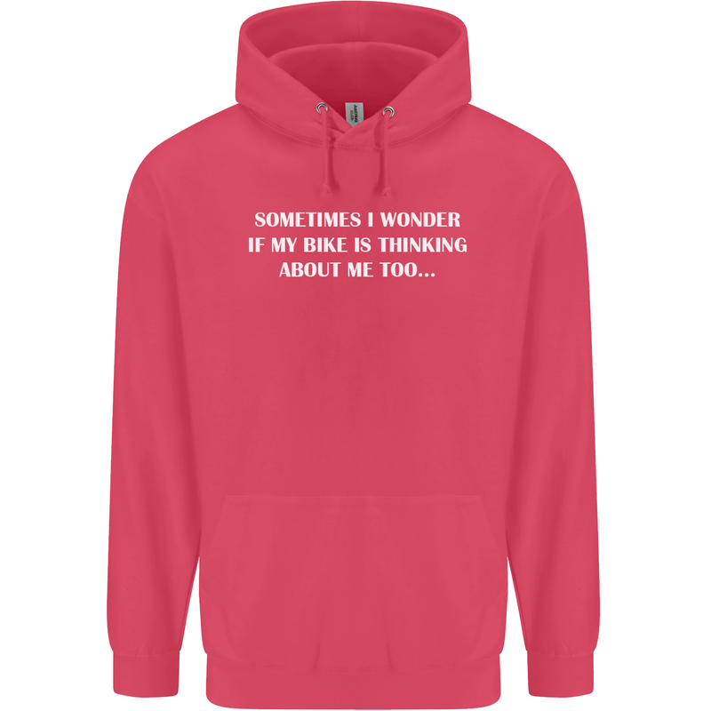 Bike Thinks of Me Cycling Biker Motorbike Childrens Kids Hoodie Heliconia