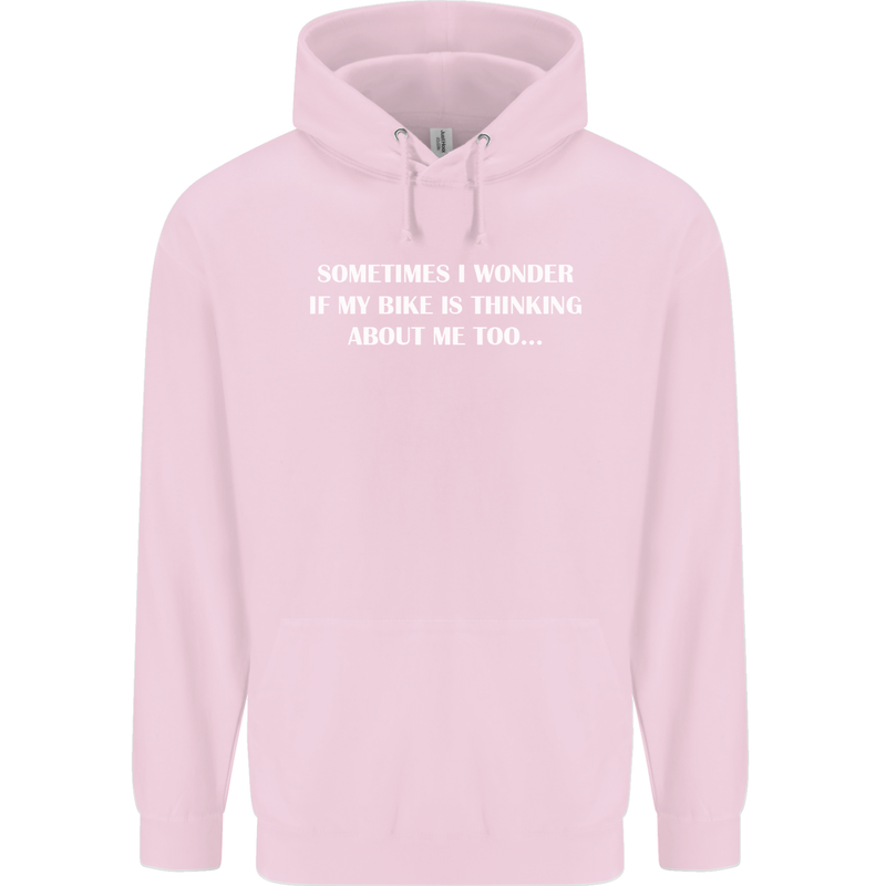 Bike Thinks of Me Cycling Biker Motorbike Childrens Kids Hoodie Light Pink