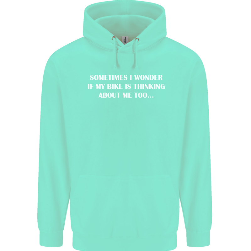 Bike Thinks of Me Cycling Biker Motorbike Childrens Kids Hoodie Peppermint