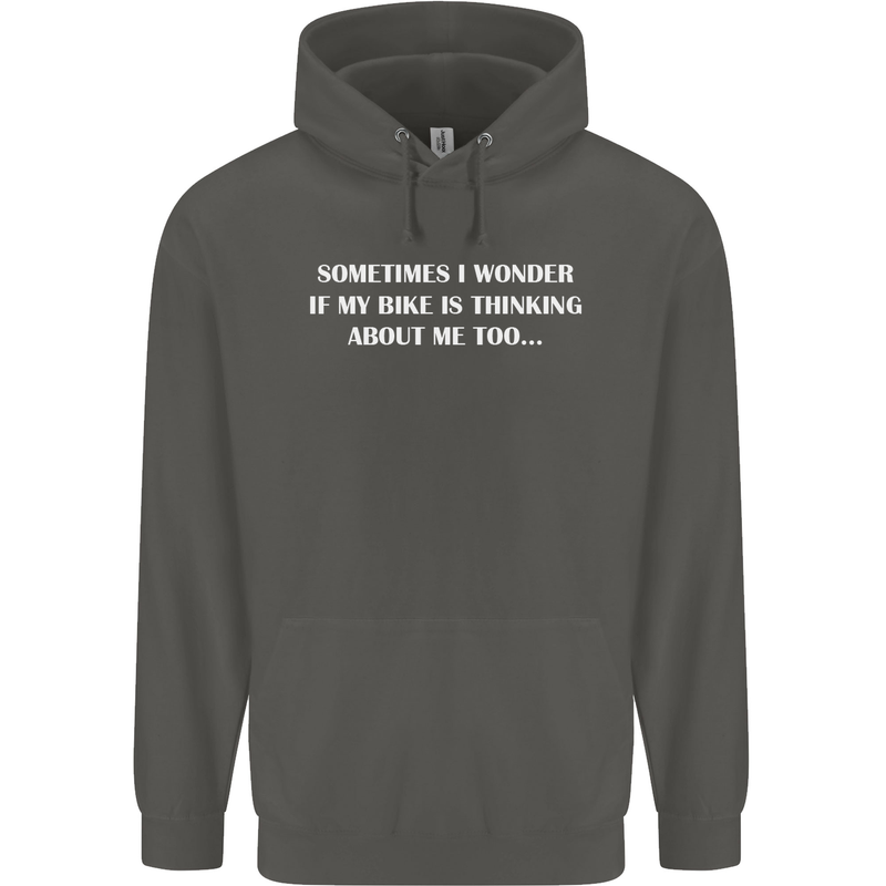Bike Thinks of Me Cycling Biker Motorbike Childrens Kids Hoodie Storm Grey