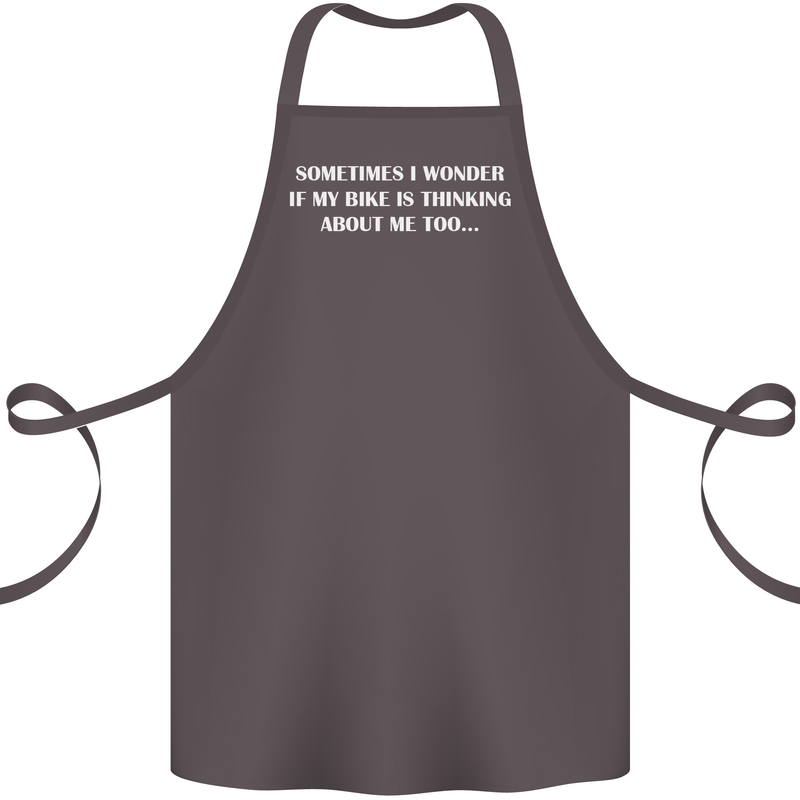 Bike Thinks of Me Cycling Biker Motorbike Cotton Apron 100% Organic Dark Grey