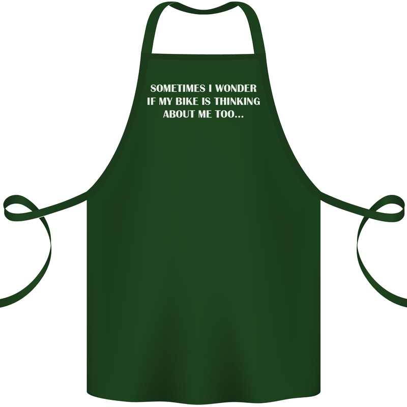 Bike Thinks of Me Cycling Biker Motorbike Cotton Apron 100% Organic Forest Green