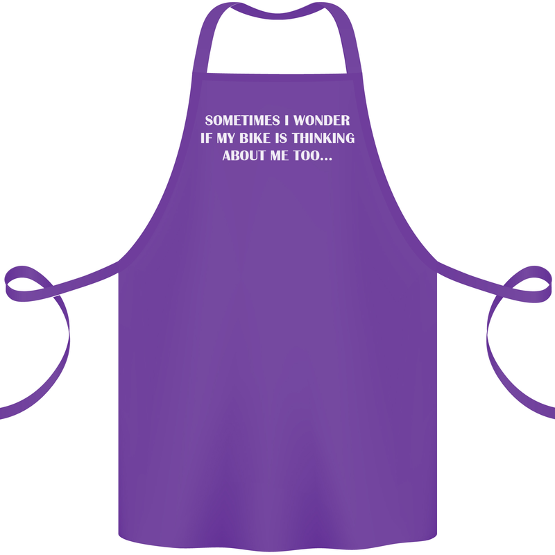 Bike Thinks of Me Cycling Biker Motorbike Cotton Apron 100% Organic Purple