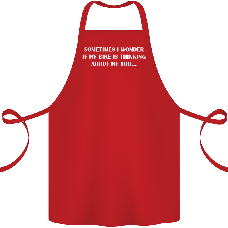 Bike Thinks of Me Cycling Biker Motorbike Cotton Apron 100% Organic Red