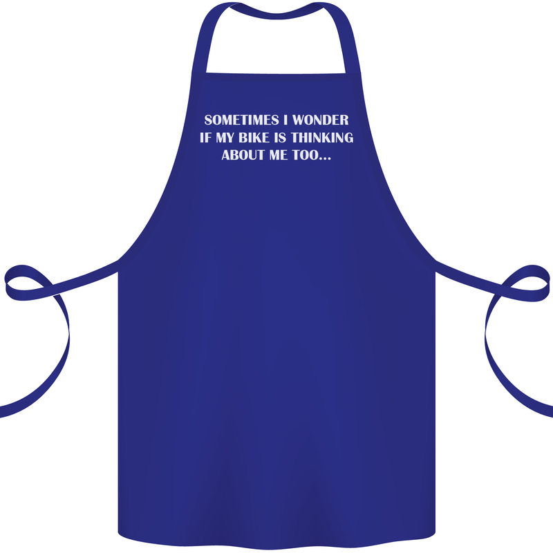 Bike Thinks of Me Cycling Biker Motorbike Cotton Apron 100% Organic Royal Blue