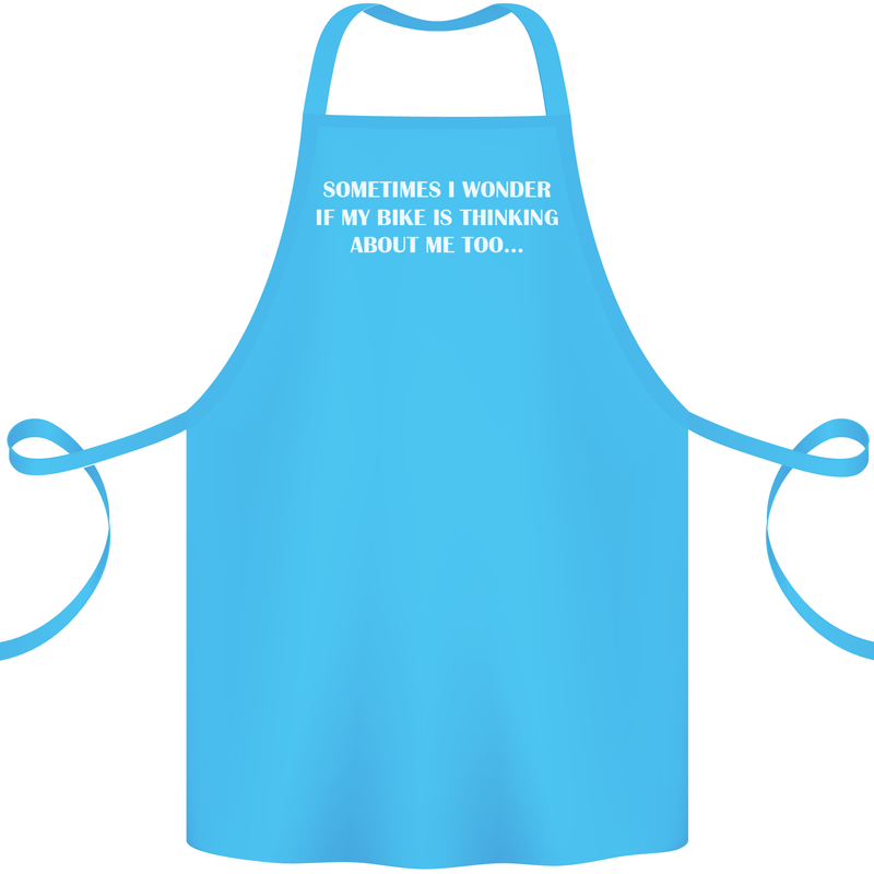 Bike Thinks of Me Cycling Biker Motorbike Cotton Apron 100% Organic Turquoise
