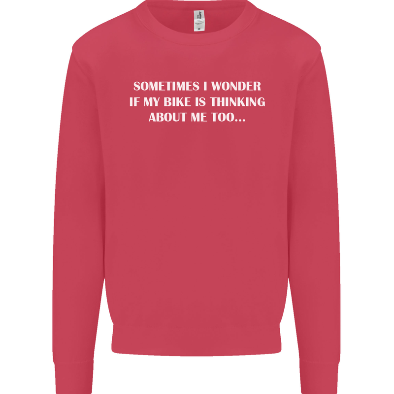 Bike Thinks of Me Cycling Biker Motorbike Kids Sweatshirt Jumper Heliconia