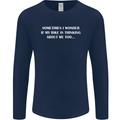 Bike Thinks of Me Cycling Biker Motorbike Mens Long Sleeve T-Shirt Navy Blue