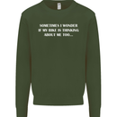 Bike Thinks of Me Cycling Biker Motorbike Mens Sweatshirt Jumper Forest Green
