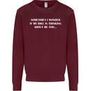 Bike Thinks of Me Cycling Biker Motorbike Mens Sweatshirt Jumper Maroon