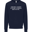 Bike Thinks of Me Cycling Biker Motorbike Mens Sweatshirt Jumper Navy Blue