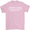 Bike Thinks of Me Cycling Biker Motorbike Mens T-Shirt Cotton Gildan Light Pink