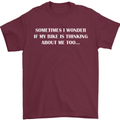 Bike Thinks of Me Cycling Biker Motorbike Mens T-Shirt Cotton Gildan Maroon