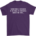 Bike Thinks of Me Cycling Biker Motorbike Mens T-Shirt Cotton Gildan Purple