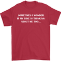 Bike Thinks of Me Cycling Biker Motorbike Mens T-Shirt Cotton Gildan Red