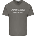 Bike Thinks of Me Cycling Biker Motorbike Mens V-Neck Cotton T-Shirt Charcoal