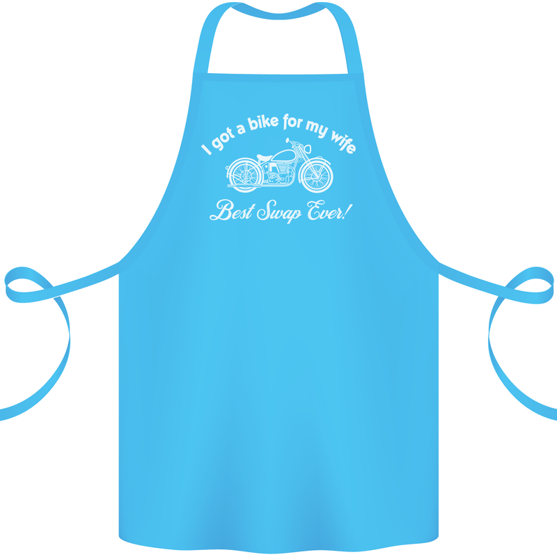Bike for My Wife Best Swap Ever Motorcycle Cotton Apron 100% Organic Turquoise