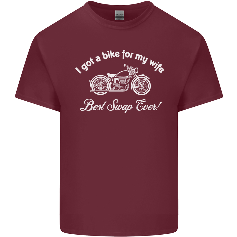 Bike for My Wife Best Swap Ever Motorcycle Mens Cotton T-Shirt Tee Top Maroon