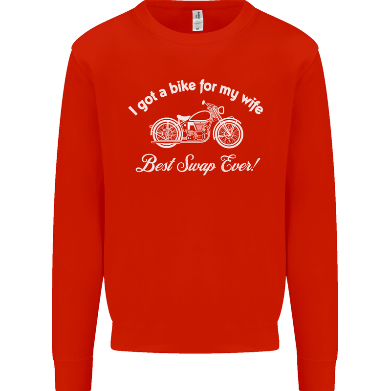 Bike for My Wife Best Swap Ever Motorcycle Mens Sweatshirt Jumper Bright Red
