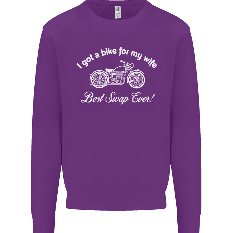 Bike for My Wife Best Swap Ever Motorcycle Mens Sweatshirt Jumper Purple