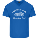 Bike for My Wife Best Swap Ever Motorcycle Mens V-Neck Cotton T-Shirt Royal Blue