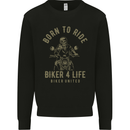Biker 4 Life Motorbike Motorcycle Skull Mens Sweatshirt Jumper Black