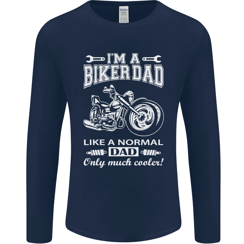 Biker A Normal Dad Father's Day Motorcycle Mens Long Sleeve T-Shirt Navy Blue