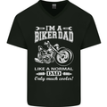 Biker A Normal Dad Father's Day Motorcycle Mens V-Neck Cotton T-Shirt Black