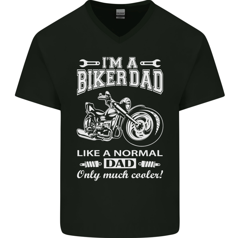 Biker A Normal Dad Father's Day Motorcycle Mens V-Neck Cotton T-Shirt Black