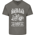 Biker A Normal Dad Father's Day Motorcycle Mens V-Neck Cotton T-Shirt Charcoal