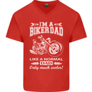 Biker A Normal Dad Father's Day Motorcycle Mens V-Neck Cotton T-Shirt Red